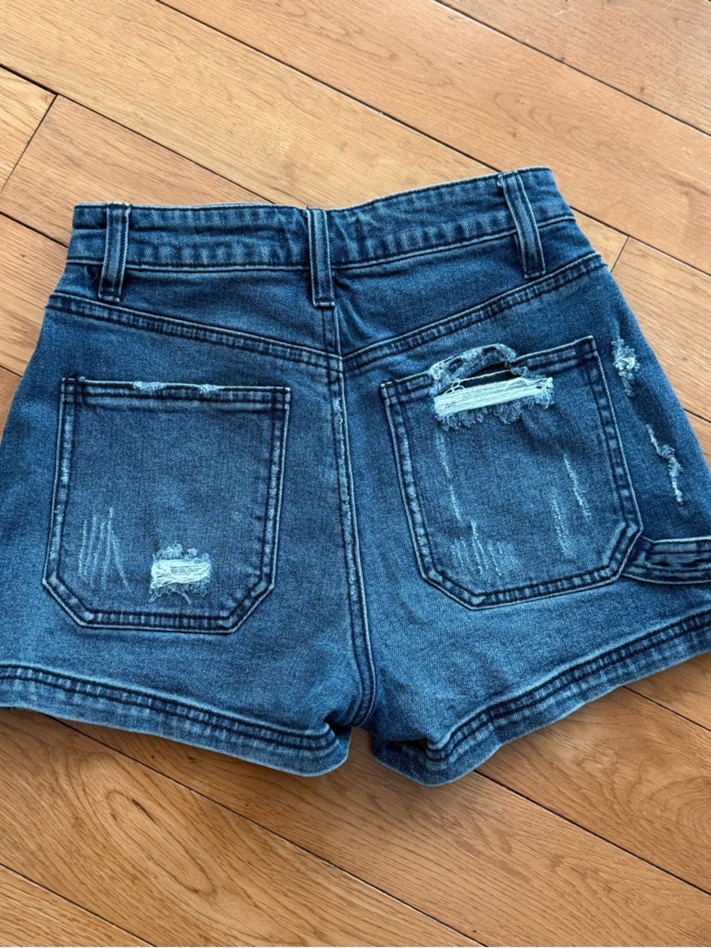 Dark Wash High Rise Shorts - Picture 2 of 5